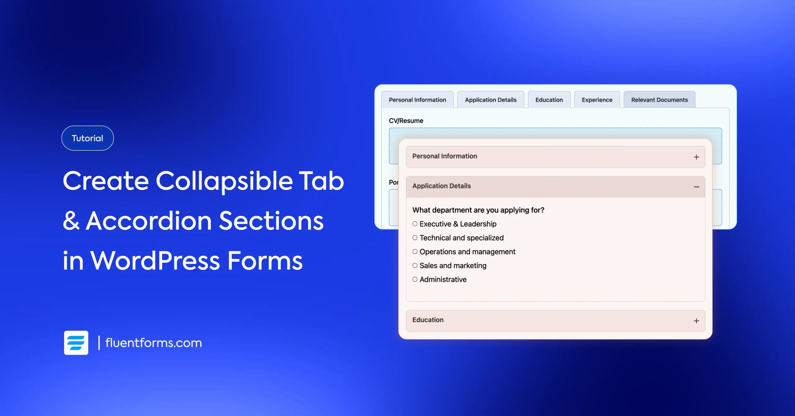 Accordion & Tab sections in WordPress Forms