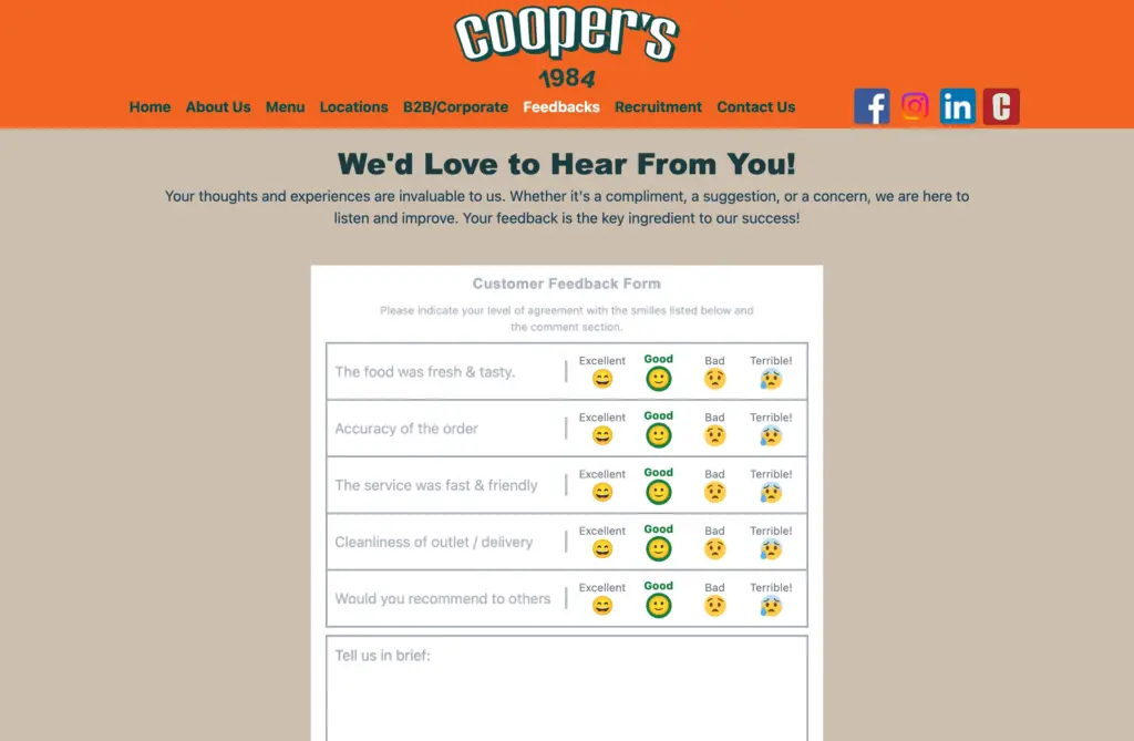 Bakery feedback form analysis