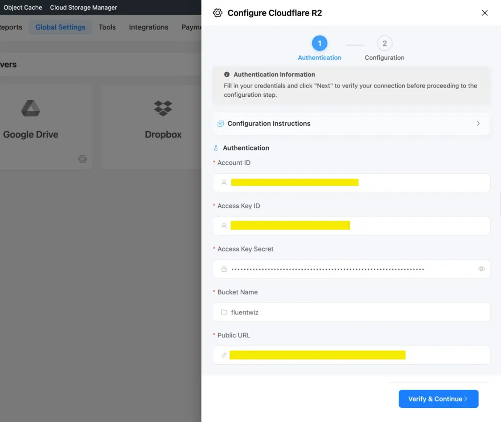 Cloudflare R2 authentication for Fluent Forms