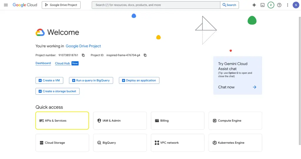 Go to the Google Cloud Console and select APIs & Services