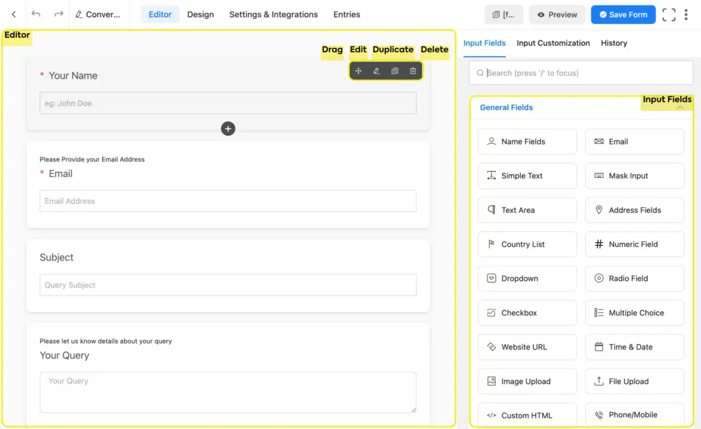 How to create a conversational form