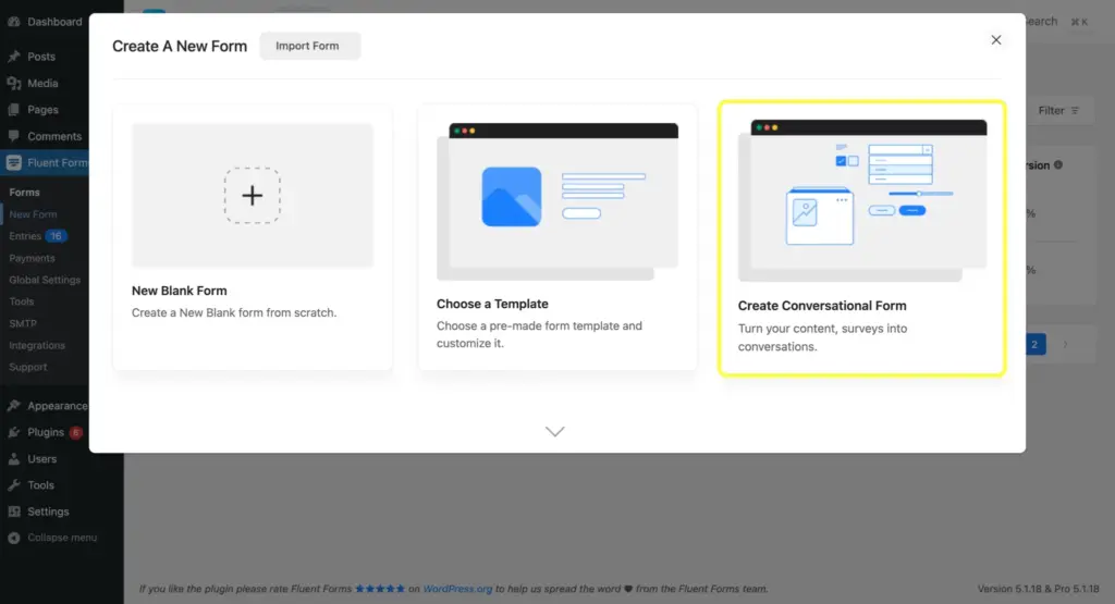 How to create a conversational form in WordPress using Fluent Forms