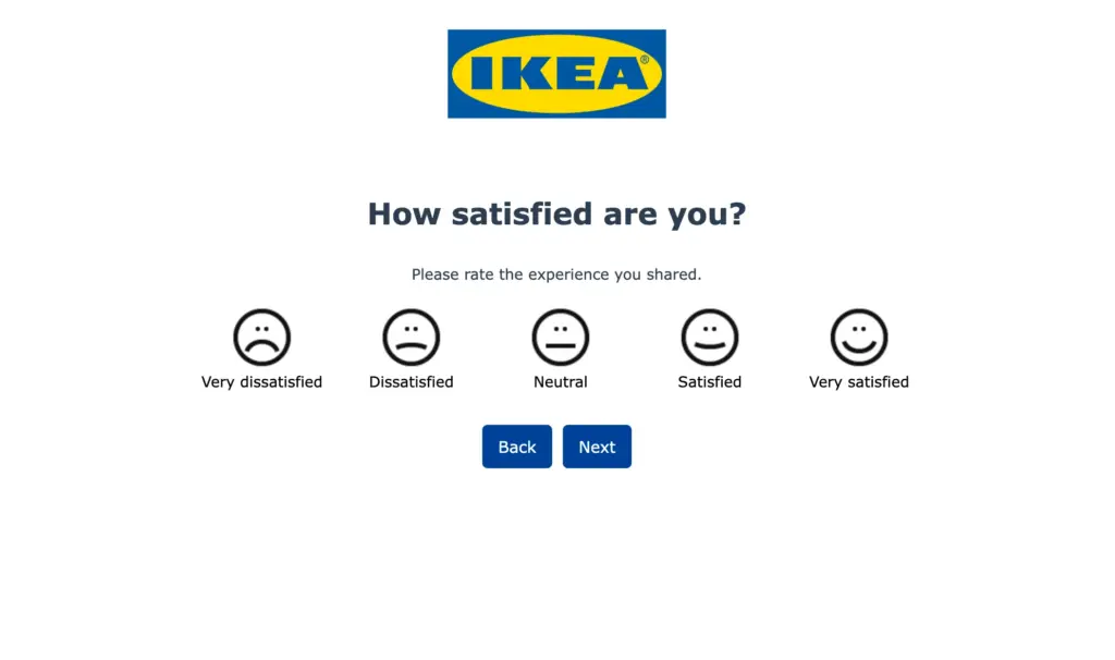 IKEA feedback form step 2