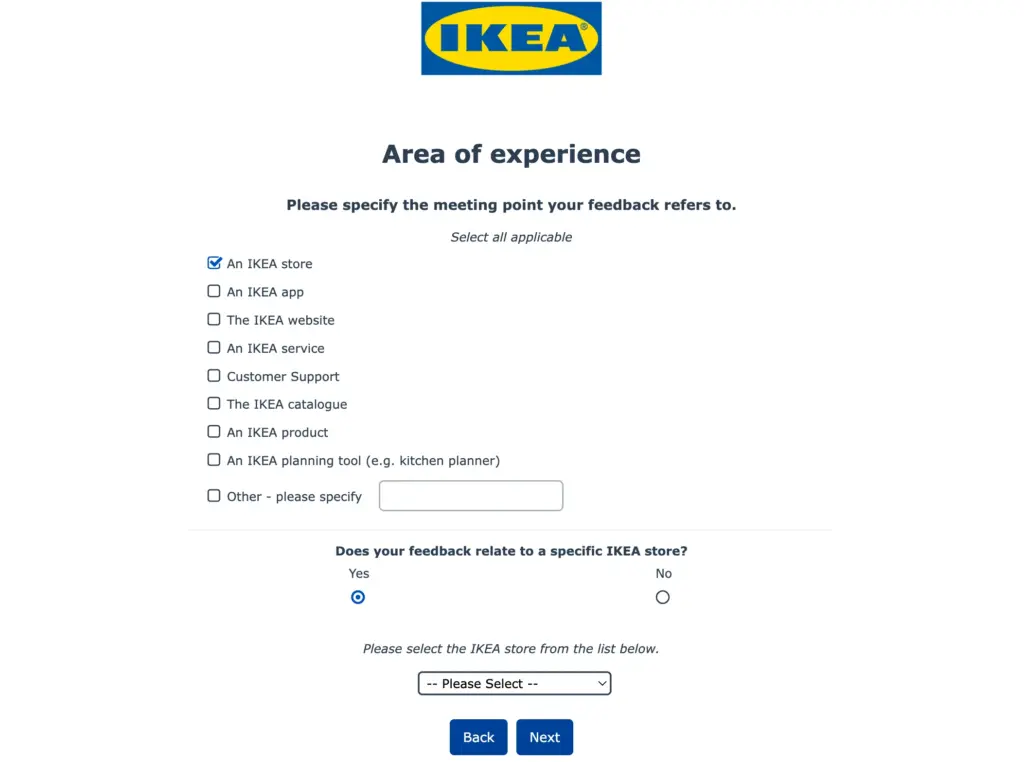 IKEA feedback form step 3