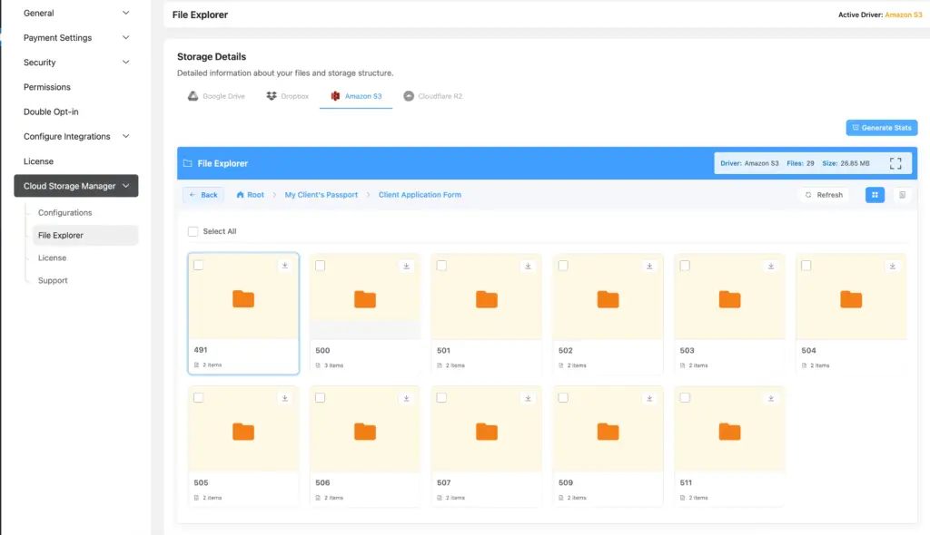 Manage and download cloud files from Fluent Forms plugin