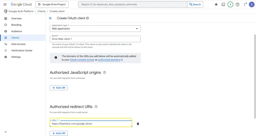 add Authorized Redirect URI
