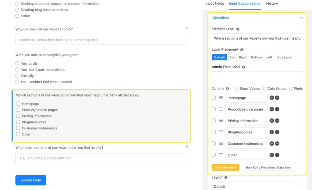 add checkbox fields to let users selectmultiple options
