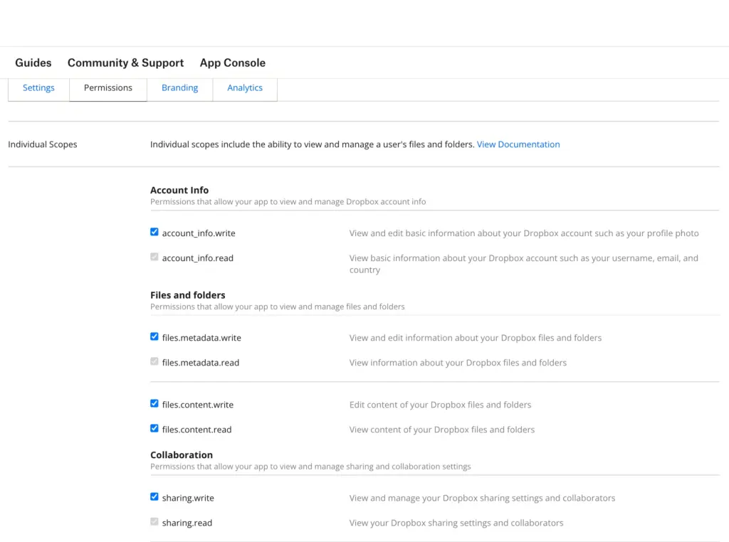 allow the required permissions