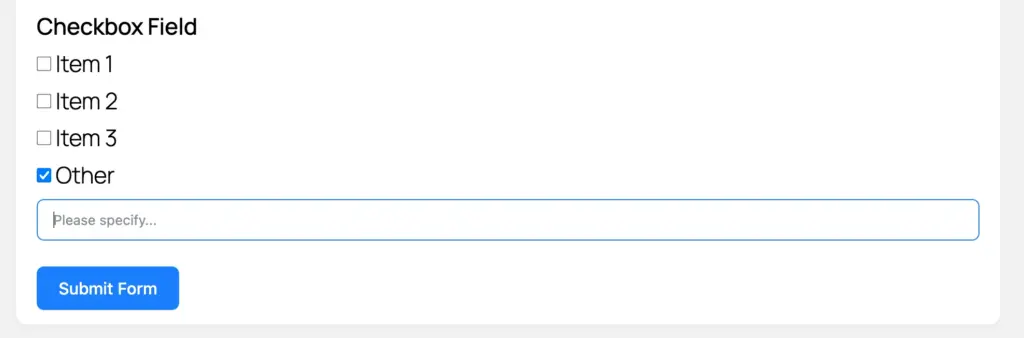 checkbox input field with other option 60825