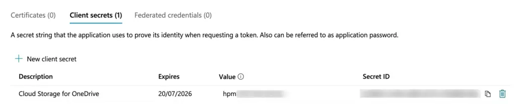copy client secret