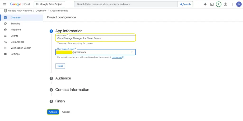 create and publish app from project configuration