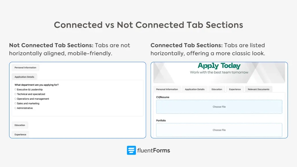 disconnected vs connected tabs