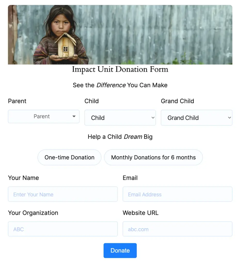 Impact Unit Donation Form -  preview 