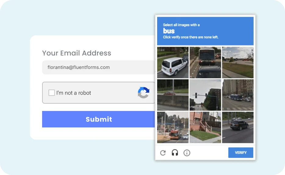 Fluent Forms anti-spam feature with Captcha - massively applicable for Nonprofits.