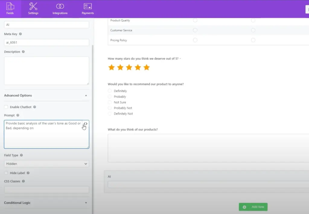 Everest Forms AI Form Builder