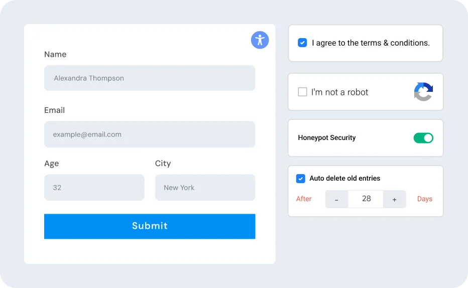 Fluent Forms' compliance feature for health and wellness industry