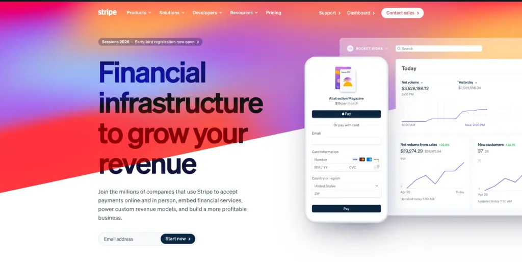 Stripe homepage