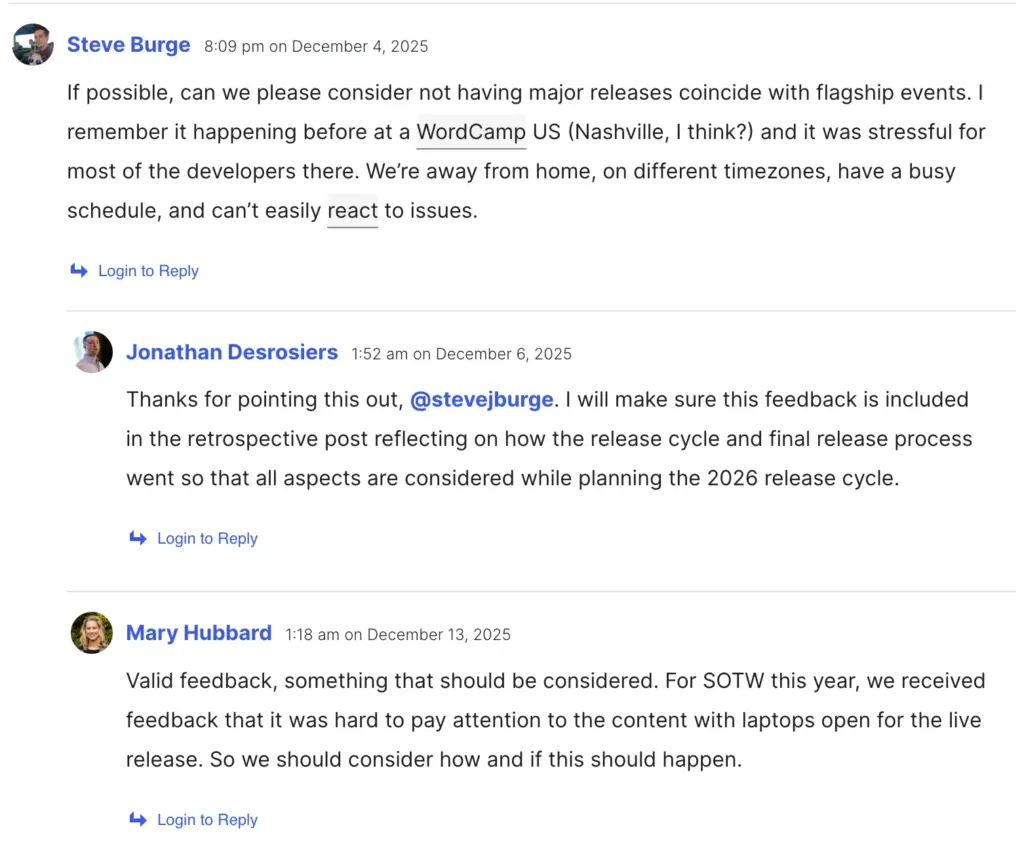 WordPress 7.0 updates  -  community discussion on release timeline