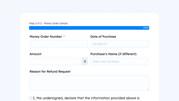 Money Order Refund Request Form Template