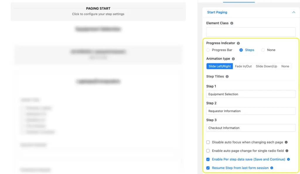 Multistep forms settings configuration Fluent Forms