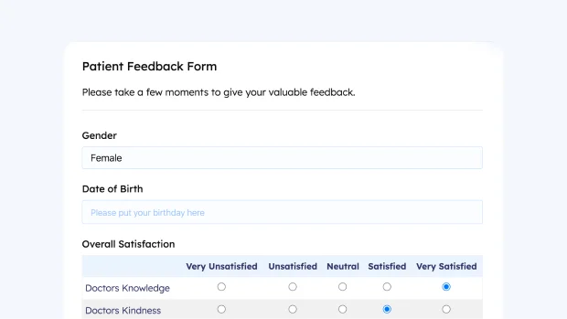 Patient Feedback Form template for hospitals