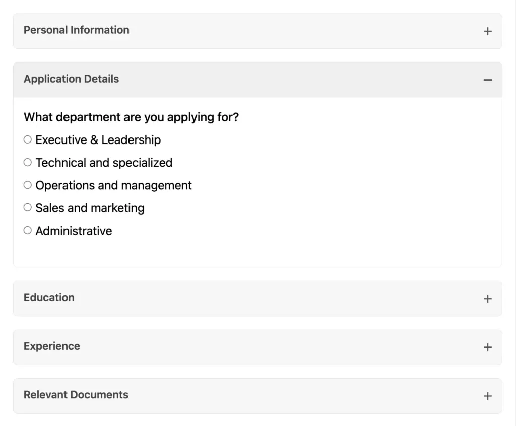 use collapsible sections to make longer forms manageable