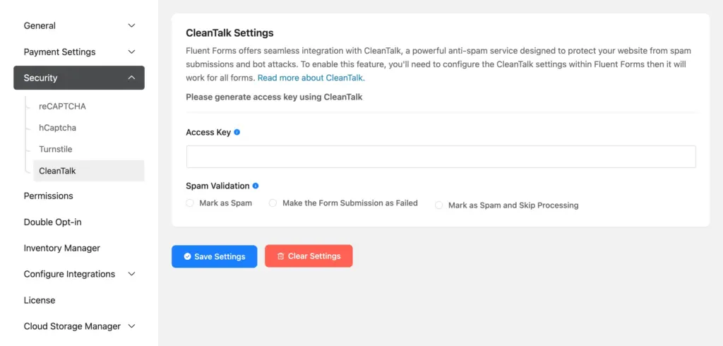 Cleantalk integration with Fluent forms