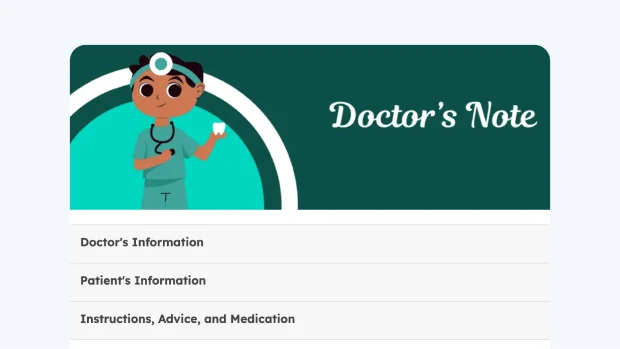 Doctor's Note Form template WordPress