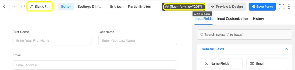 Simply copy the shortcode of a specific form to publish it in any page or post.