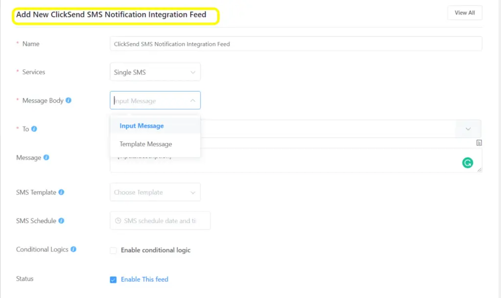 Clicksend integration with Fluent Forms allows you to send SMS notifications to users. This helps you much in booking, order, or payment notification.