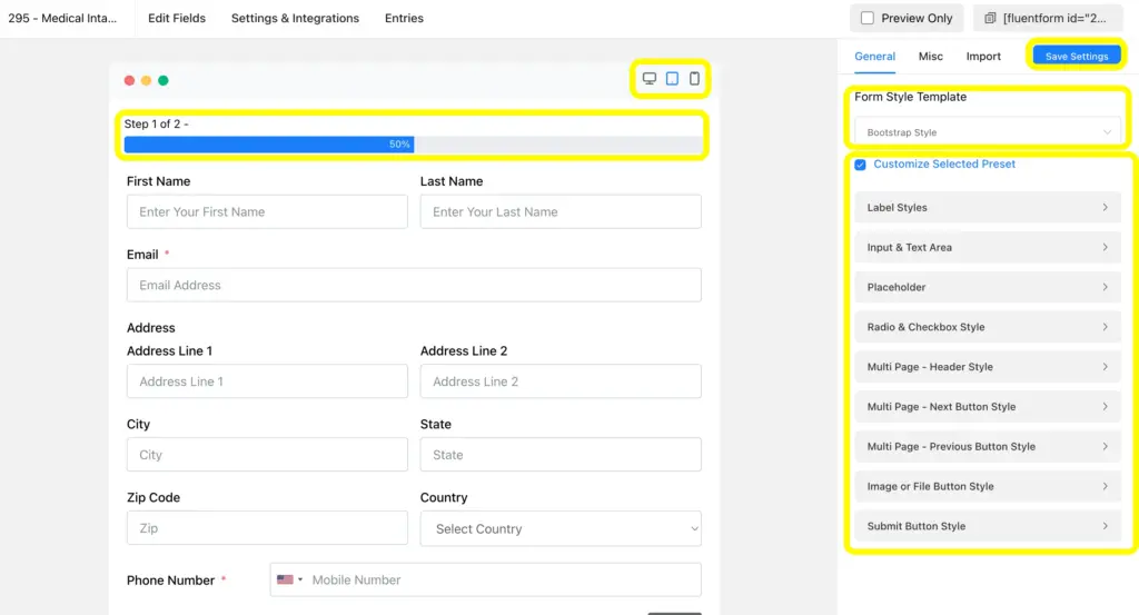 Use the advanced form styler of Fluent Forms to make the form tailored to the brand.