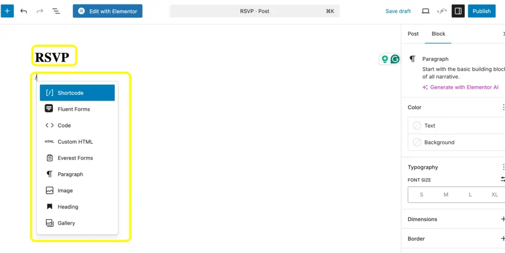 Create RSVP form on your WordPress site using Fluent Forms and use blocks to design it further.