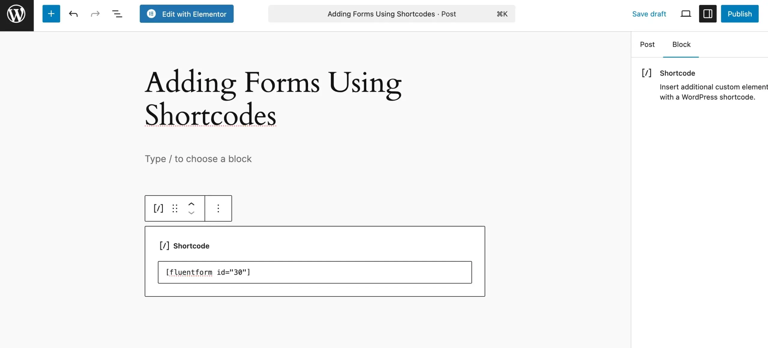 Shortcode for form ID