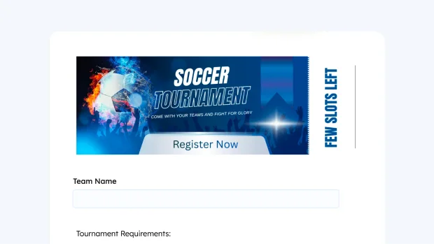 Free tournament registration form template