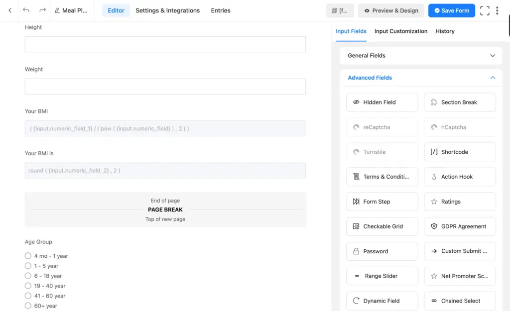add necessary input fields to your form
