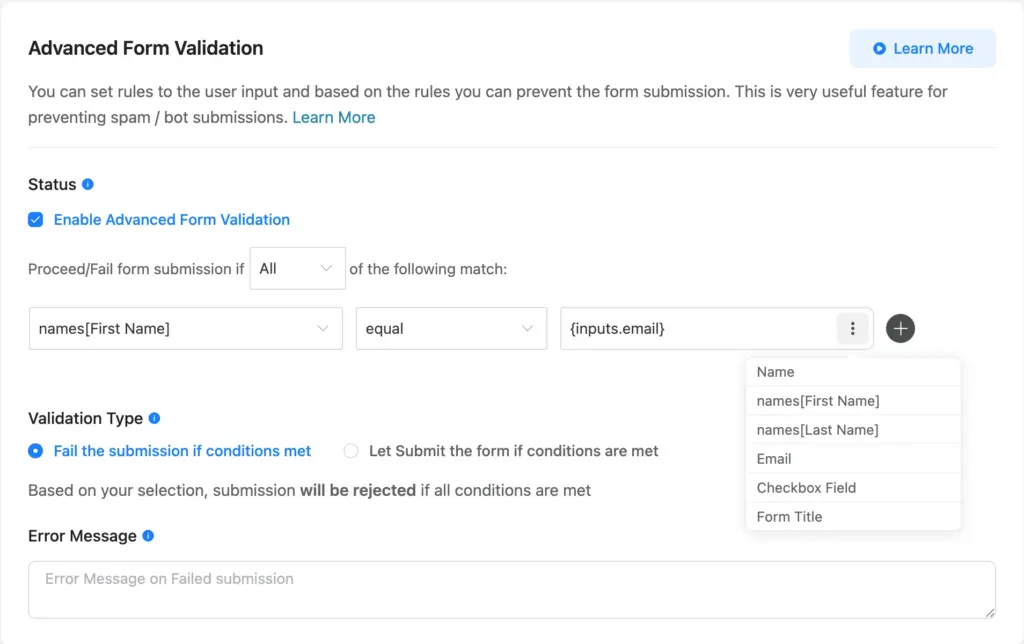 advanced form validation