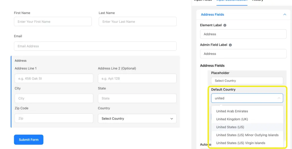 Default Country - United States (US)