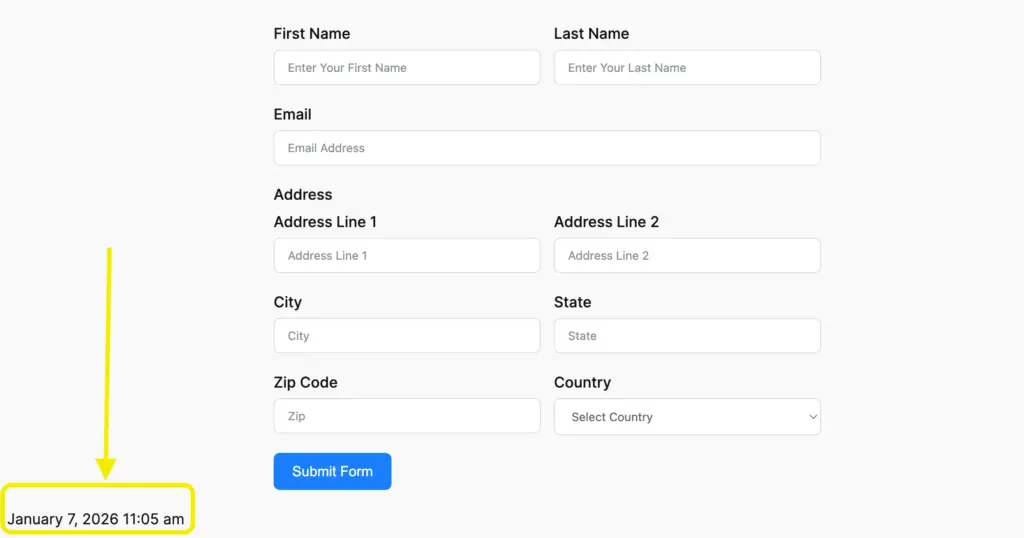 Show form created date with Shortcode