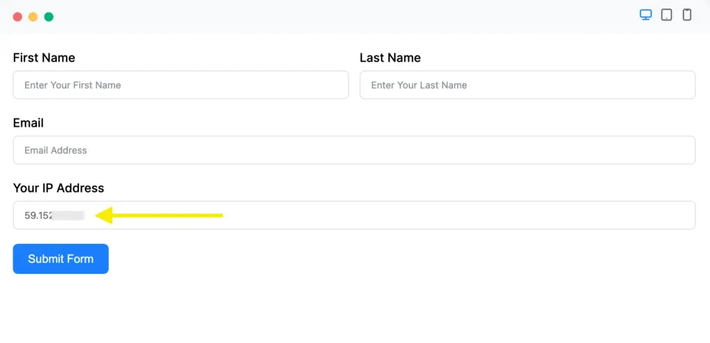 IP address filled up automatically in form submission