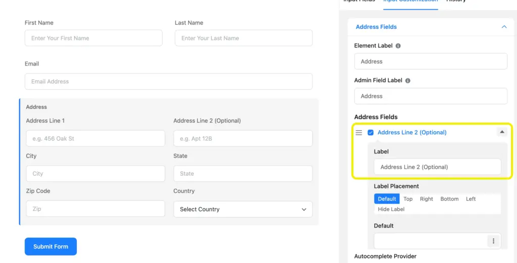 Labeling Address Line 2 as optional