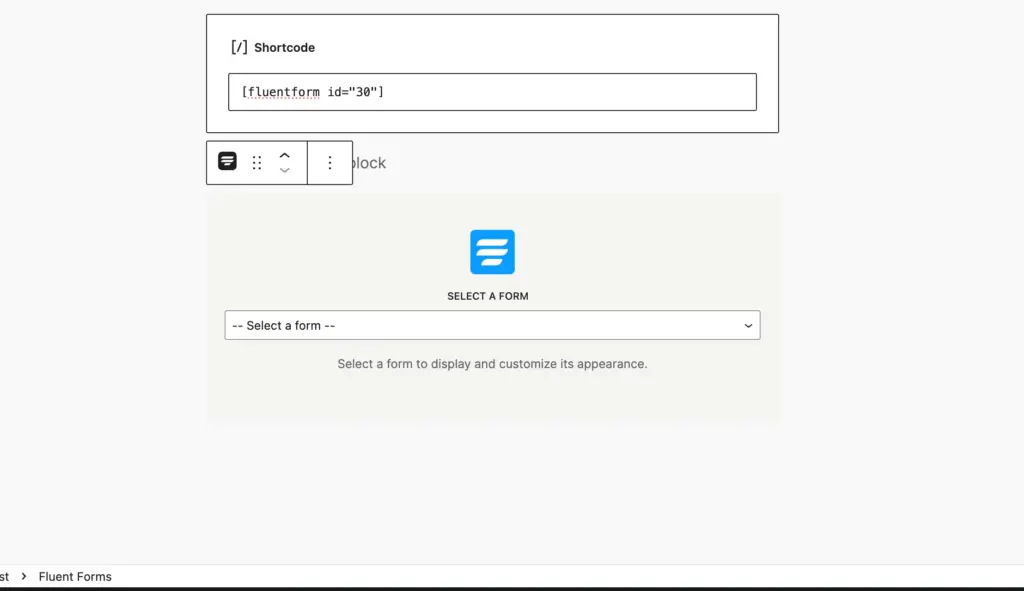 Select Form from dedicated Gutenberg block
