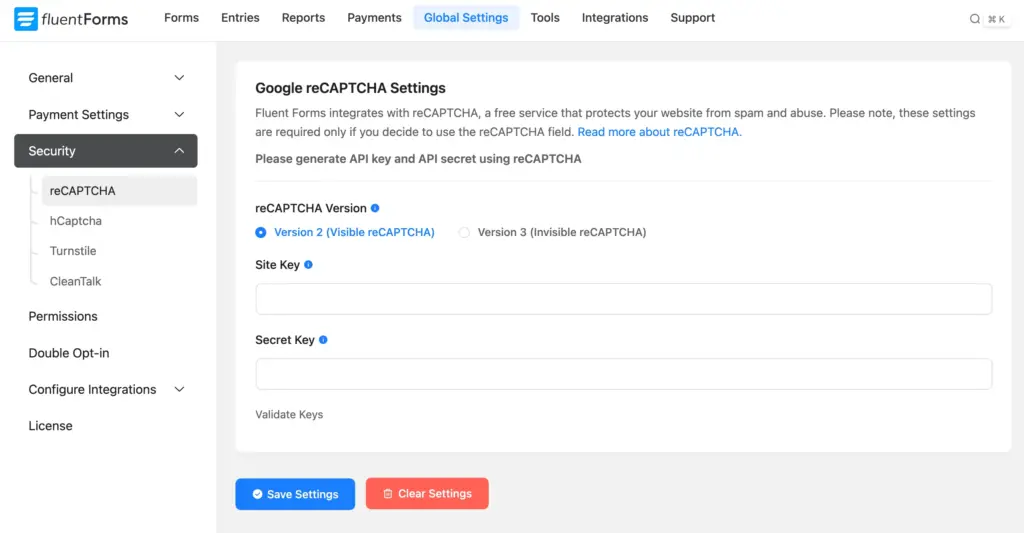 Fluent Forms free security