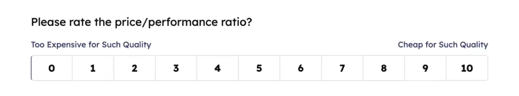 How would you rate the value for money of our product/service?