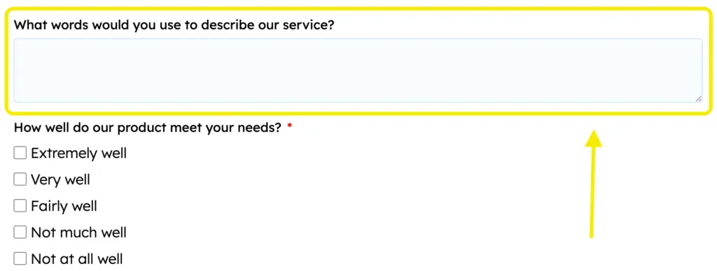 Customer satisfaction survey form question