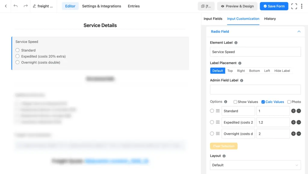 freight quote calculator service speed in radio field
