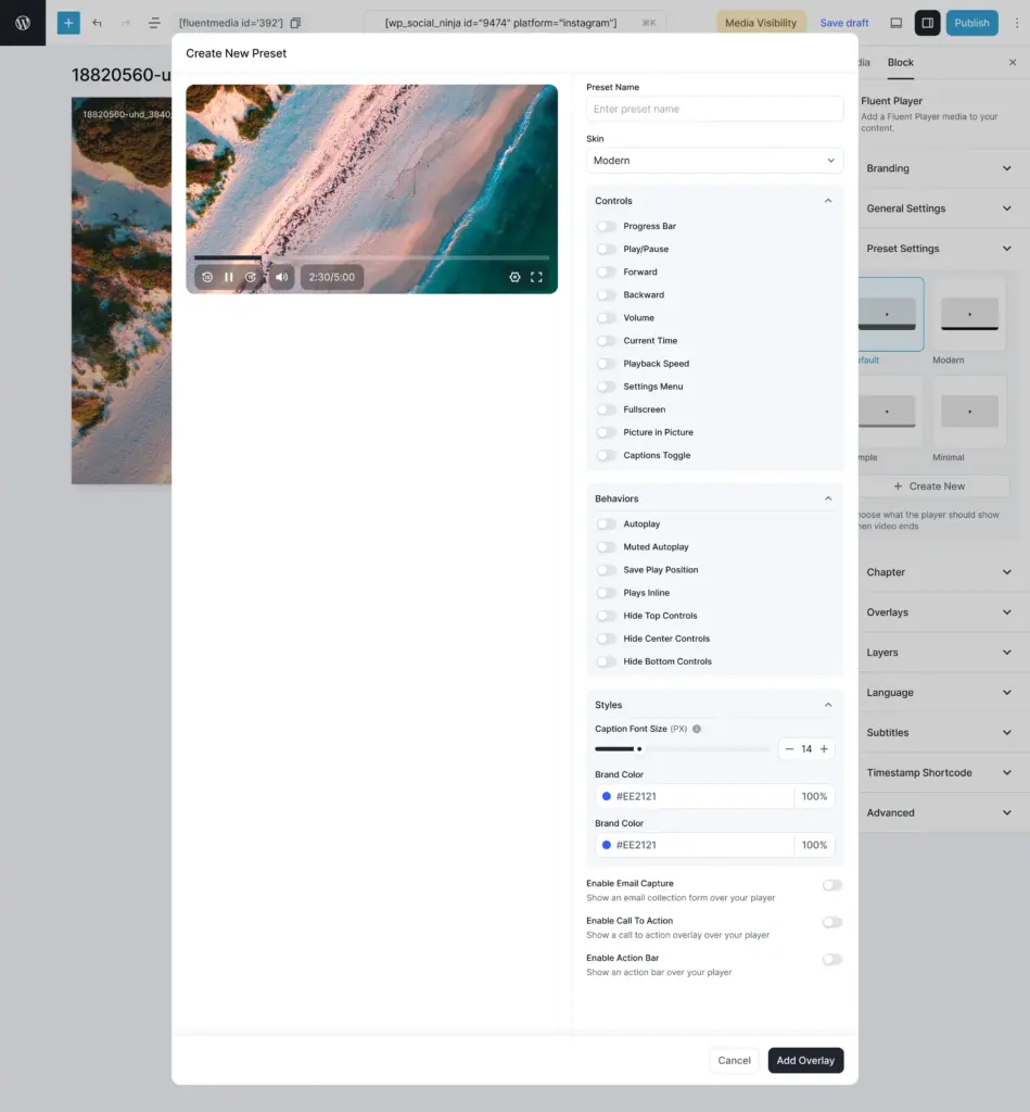 FluentPlayer custom preset
