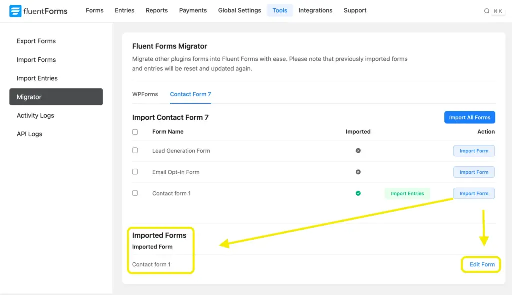 Single Imported form- from CF7 to Fluent Forms