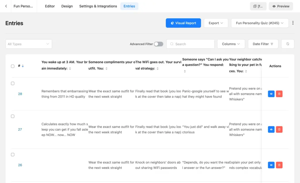 Fluent Forms form entry management