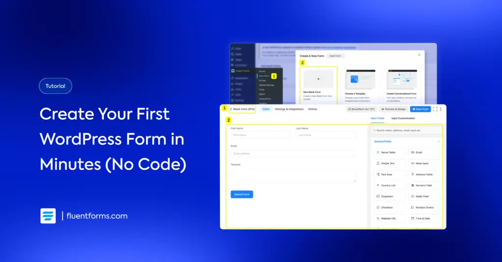 Beginners' guite to how to create a form in WordPress using Fluent Forms feature image