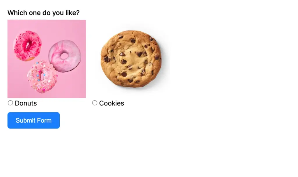 Form preview of images as radio options